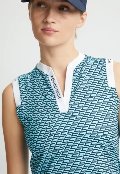 Abby Sleeveless Top, Capri Blue Retro R Mono