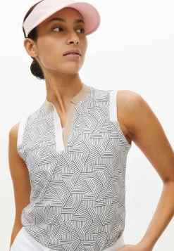 Abby Sleeveless Top, Hexagon Beige