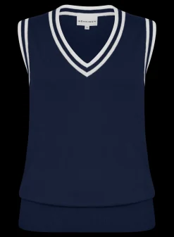 Adele Knitted Vest, Navy/White