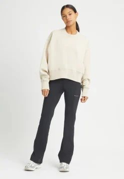 Cotton Cropped Sweatshirt, Peyote Beige