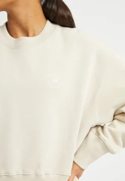 Cotton Cropped Sweatshirt, Peyote Beige