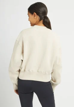 Cotton Cropped Sweatshirt, Peyote Beige