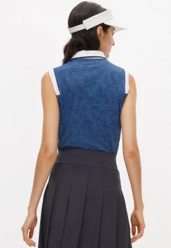 Deni Sleeveless Poloshirt, Hexagon Blue