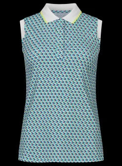 Deni Sleeveless Poloshirt, Logo Mint
