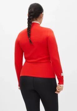 Knitted Half Zip, Flame Scarlet