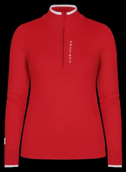 Knitted Half Zip, Flame Scarlet