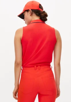 Miriam Sleeveless Poloshirt, Flame Scarlet