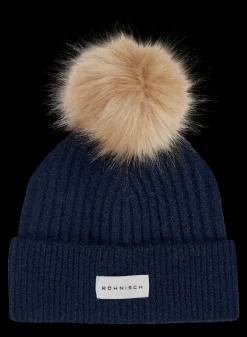 Pom Rib Beanie, Navy